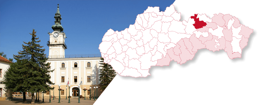 Mapa Slovenska so zvýrazneným okresom Kežmarok
