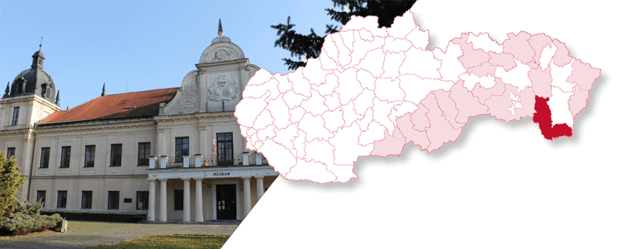 Mapa Slovenska so zvýrazneným okresom Trebišov