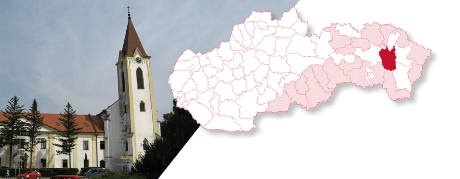 Mapa Slovenska so zvýrazneným okresom Vranov nad Topľou