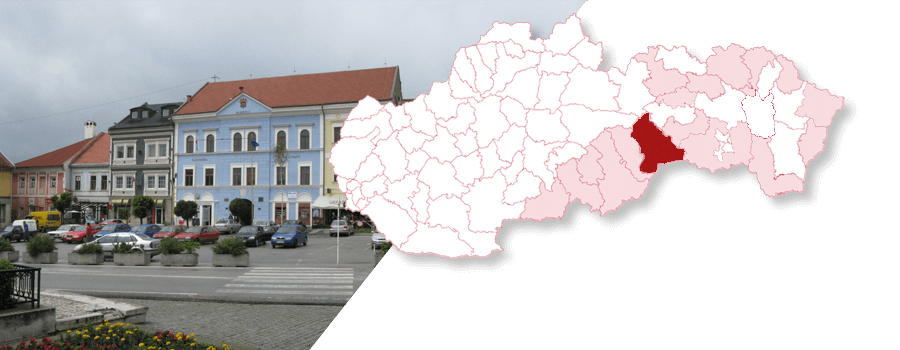 Mapa Slovenska so zvýrazneným okresom Rožňava