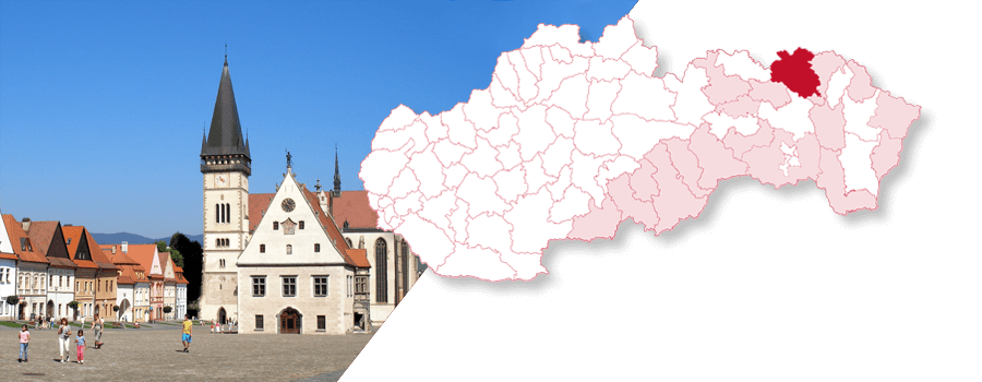 Mapa Slovenska so zvýrazneným okresom Bardejov