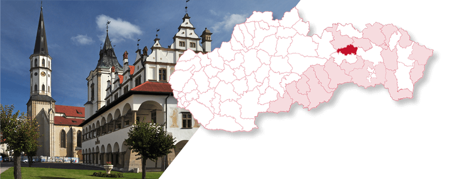 Mapa Slovenska so zvýrazneným okresom Levoča