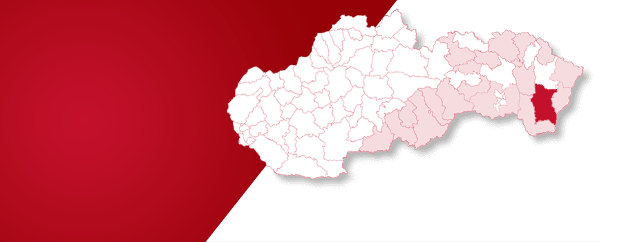 Mapa Slovenska so zvýrazneným okresom Michalovce