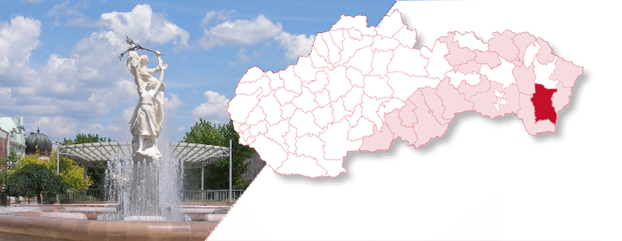 Mapa Slovenska so zvýrazneným okresom Michalovce